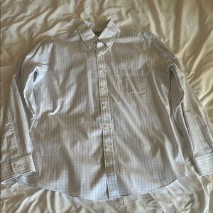 Men's White Checkered Dress Shirt